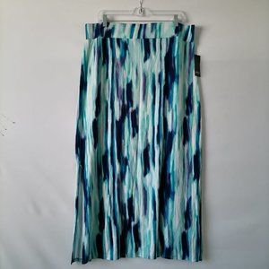 a.n.a. Womens Abstract Cabana Multi Pull On Double Slit Maxi Skirt Size XL